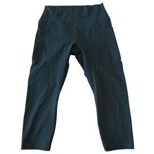 HEYNUTS Womens Black High‎ Waisted Cropped Leggings with Pockets Size XL